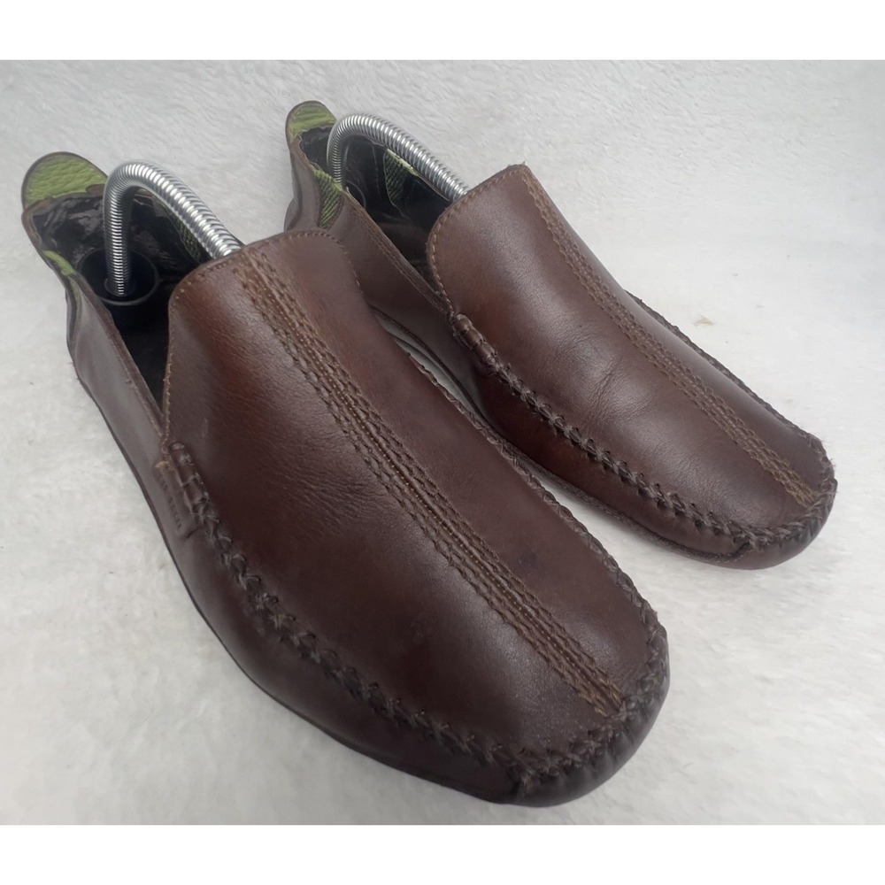 Ted Baker Shoes Mens 9 Brown Leather Moccasin Slip On Casual Comfort TBMS05411